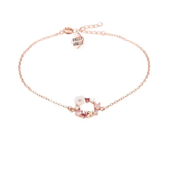 RETAIL $20 Kinsley Armelle Kalysa Collection Rose Gold Fleur Dainty Bracelet - Picture 1 of 1